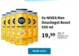 Plein.nl 6x NIVEA Men Douchegel Boost 500 ml aanbieding