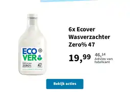 Plein.nl 6x Ecover Wasverzachter Zero% 47 aanbieding