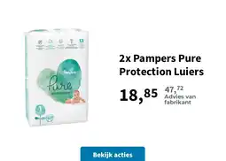Plein.nl 2x Pampers Pure Protection Luiers aanbieding