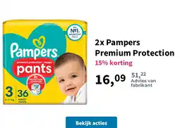 Plein.nl 2x Pampers Premium Protection aanbieding