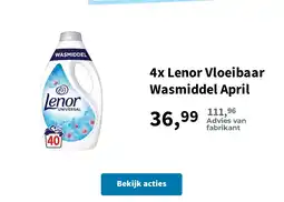 Plein.nl 4x Lenor Vloeibaar Wasmiddel April aanbieding