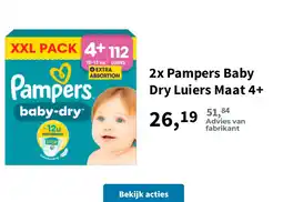 Plein.nl 2x Pampers Baby Dry Luiers Maat 4+ aanbieding