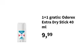 Plein.nl 1+1 gratis: Odorex Extra Dry Stick 40 ml aanbieding