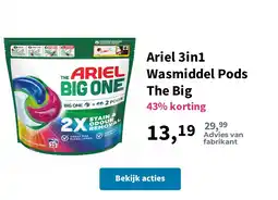 Plein.nl Ariel 3in1 Wasmiddel Pods The Big aanbieding