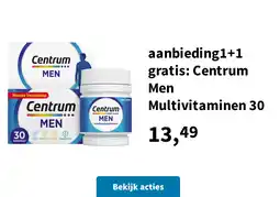 Plein.nl aanbieding1+1 gratis: Centrum Men Multivitaminen 30 aanbieding