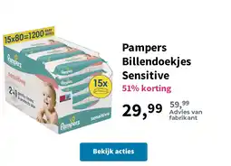 Plein.nl Pampers billendoekjes sensitive aanbieding