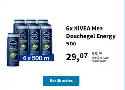 Plein.nl 6x NIVEA Men Douchegel Energy 500 aanbieding