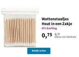 Plein.nl Wattenstaafjes hout in een zakje aanbieding