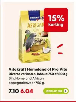Pets Place Vitakraft Homeland of Pro Vita Diverse varianten. Inhoud 750 of 800 g. aanbieding