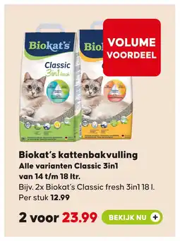 Pets Place Biokat's kattenbakvulling Alle varianten Classic 3in1 van 14 t/m 18 ltr. aanbieding