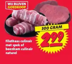 Nettorama Filethaas culinair met spek of beenham culinair naturel aanbieding
