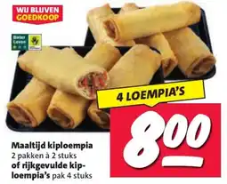 Nettorama Maaltijd kiploempia of rijkgevulde kip- loempia's aanbieding