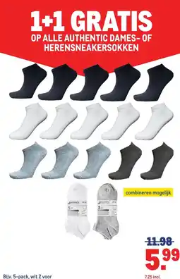 Makro OP ALLE AUTHENTIC DAMES-OF HERENSNEAKERSOKKEN aanbieding