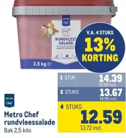 Makro Metro Chef rundvleessalade 4 STUKS aanbieding
