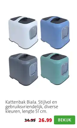 Intratuin Kattenbak Biala. Stijlvol en gebruiksvriendelijk, diverse kleuren, lengte 51 cm. aanbieding