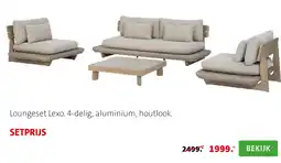 Intratuin Loungeset Lexo. 4-delig, aluminium, houtlook. aanbieding