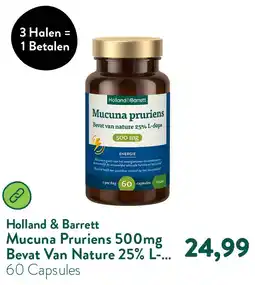 Holland & Barrett Mucuna Pruriens 500mg Bevat Van Nature 25% L-Dopa aanbieding