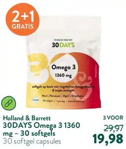 Holland & Barrett 30DAYS Omega 3 1360 mg – 30 softgels aanbieding