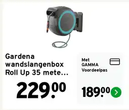 GAMMA Gardena wandslangenbox Roll Up 35 meter incl tuinspuit aanbieding