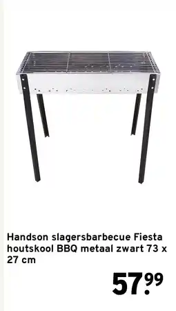 GAMMA Handson slagersbarbecue Fiesta houtskool BBQ metaal zwart 73 x 27 cm aanbieding