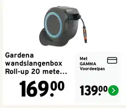 GAMMA Gardena wandslangenbox Roll-up 20 meter grijs blauw aanbieding