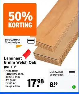 GAMMA Laminaat 8 mm Welsh Oak per m² aanbieding
