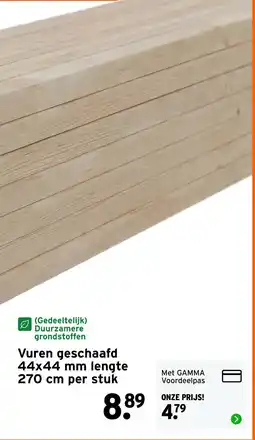 GAMMA Vuren geschaafd 44x44 mm lengte 270 cm aanbieding