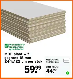 GAMMA MDF-plaat wit gegrond 18 mm 244x122 cm aanbieding