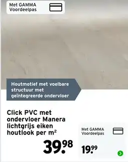 GAMMA Click PVC met ondervloer Manera lichtgrijs eiken houtlook aanbieding