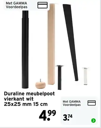 GAMMA Duraline meubelpoot vierkant wit aanbieding