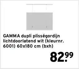 GAMMA GAMMA dupli plisségordijn lichtdoorlatend wit (kleurnr. 6001) 60x180 cm (bxh) aanbieding