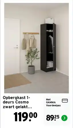 GAMMA Opbergkast 1-deurs Cosmo zwart gelakt spaanplaat 200 x 49,2 x 47,1 cm aanbieding