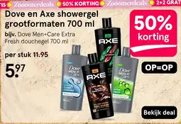 Etos Dove en Axe showergel grootformaten 700 ml aanbieding