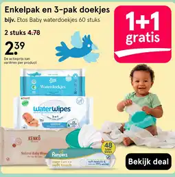 Etos Enkelpak en 3-pak doekjes aanbieding