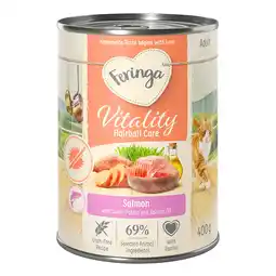Zooplus 6x400g Feringa Vitality Hairball Care anti-haarbal zalm natvoer voor katten aanbieding