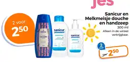 Trekpleister Sanicur en melkmeisje douche en handzeep aanbieding