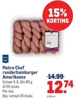 Makro Metro Chef runderhamburger Amerikaans aanbieding