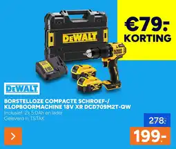BOUWMAAT DeWalt borstelloze compacte schroef-/klopboormachine 18V XR DCD709M2T-QW aanbieding