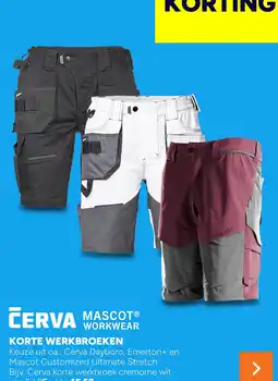 BOUWMAAT cerva mascot® workwear korte werkbroeken aanbieding