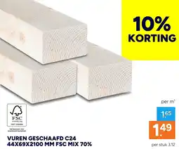 BOUWMAAT vuren geschaafd c24 aanbieding