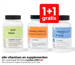 HEMA HEMA multi totaal, vitamine C 1000 mg, vitamine D3 aanbieding