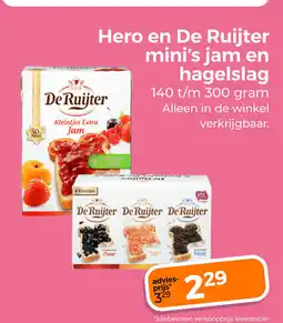 Trekpleister Hero en de ruijter mini's jam en hagelslag aanbieding