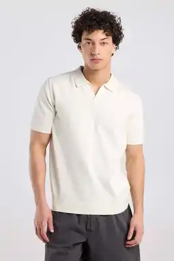 Wehkamp America Today relaxed fit gebreide polo - ecru aanbieding
