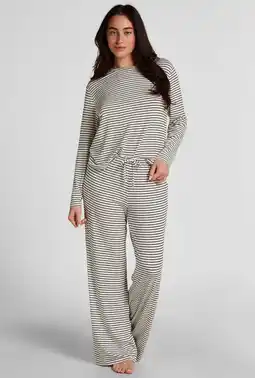 Wehkamp Hunkemöller pyjamabroek wit/donkerblauw aanbieding