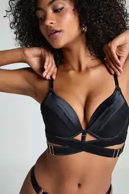 Wehkamp Private voorgevormde longline push-up bh Colette zwart aanbieding