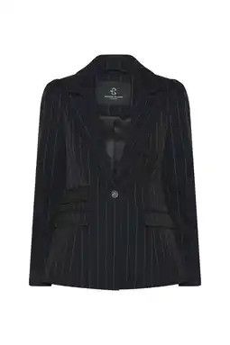 Wehkamp Bruuns Bazaar regular blazer met krijtstreep zwart aanbieding