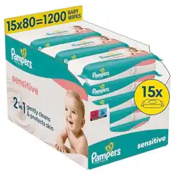Trekpleister Pampers Sensitive 2-In-1 Babydoekjes aanbieding