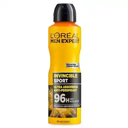 Trekpleister L'Oréal Paris Men Expert Invincible Deodorant Spray aanbieding