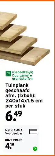 GAMMA Tuinplank geschaafd afm. (lxbxh): 240x14x1.6 cm aanbieding