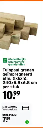 GAMMA Tuinpaal grenen geïmpregneerd afm. (lxbxh): 240x6.8x6.8 cm aanbieding